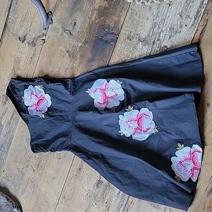 One shoulder NEW floral embroidered applique dress